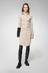 Emily - Stone Beige Leather Dress