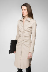 Emily - Stone Beige Leather Dress