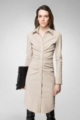Emily - Stone Beige Leather Dress