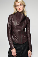 Alba Bordeaux Leather Jacket