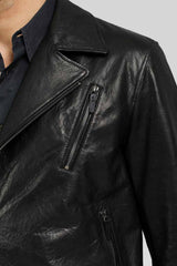 Damien - Black Leather Jacket