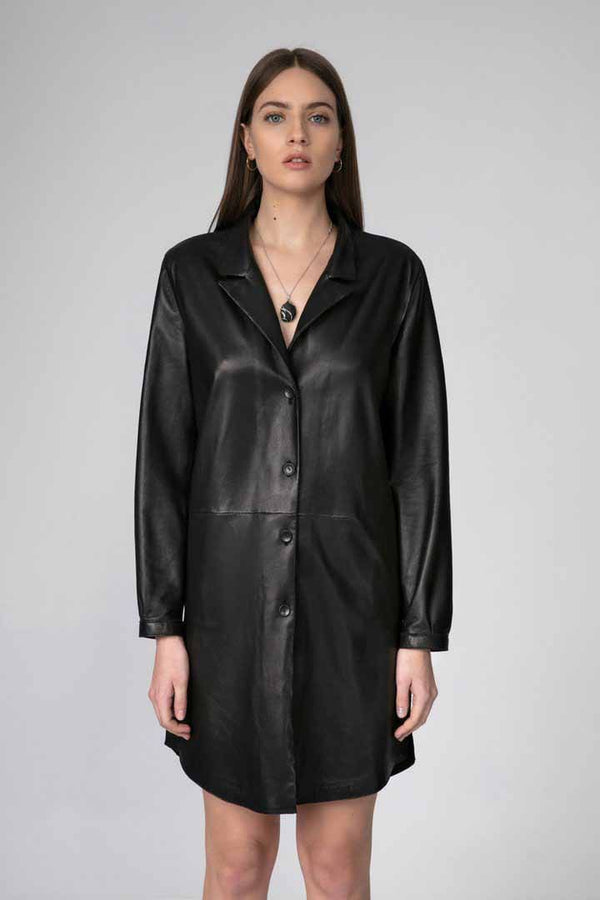 Celine - Black Leather Coat