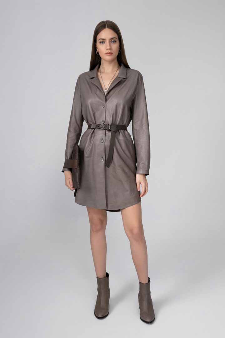 Celine - Grey Leather Coat
