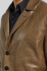 Bruno - Brown Tobacco Leather Coat