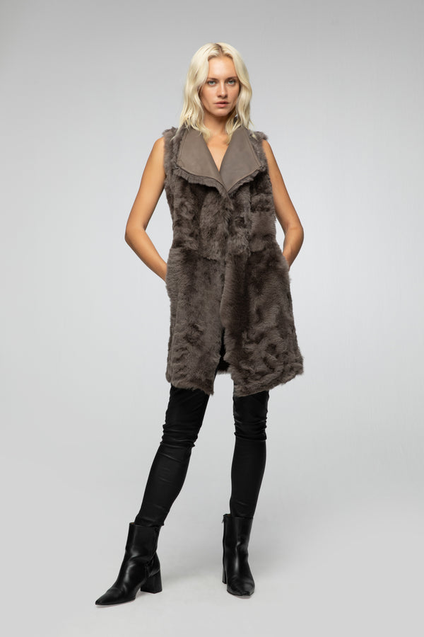 Tory - Nude Shearling Vest