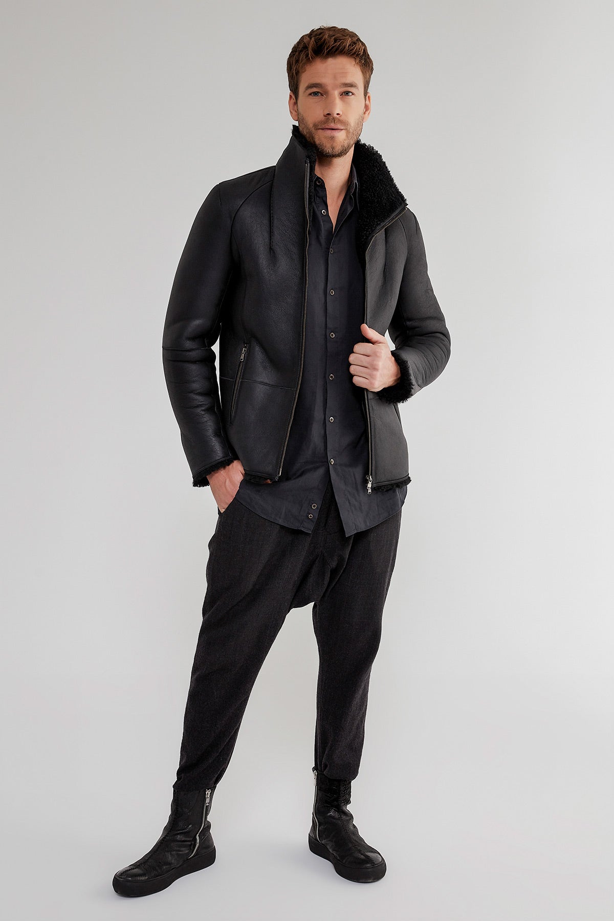 Giorgio armani shearling on sale coat