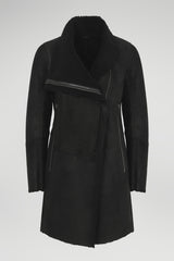 Manteau en peau lainée Noire