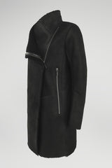 Manteau en peau lainée Noire