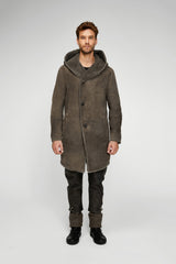 Aiden - Manteau en peau lainée Grise