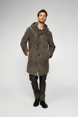 Aiden - Manteau en peau lainée Grise