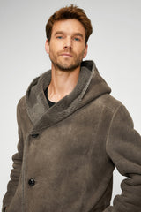 Aiden - Manteau en peau lainée Grise
