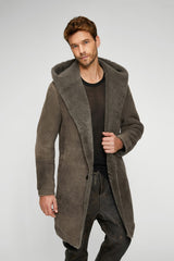 Aiden - Manteau en peau lainée Grise
