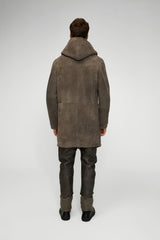 Aiden - Manteau en peau lainée Grise