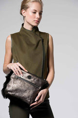 VSP - Black Metallic Shearling Clutch