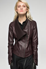 Alba Bordeaux Leather Jacket
