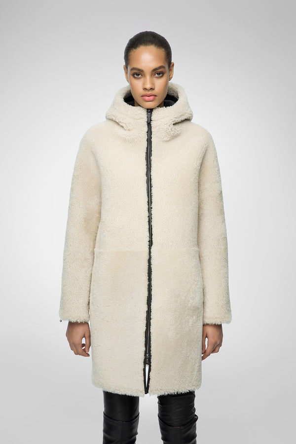 Cassia - White Shearling Coat