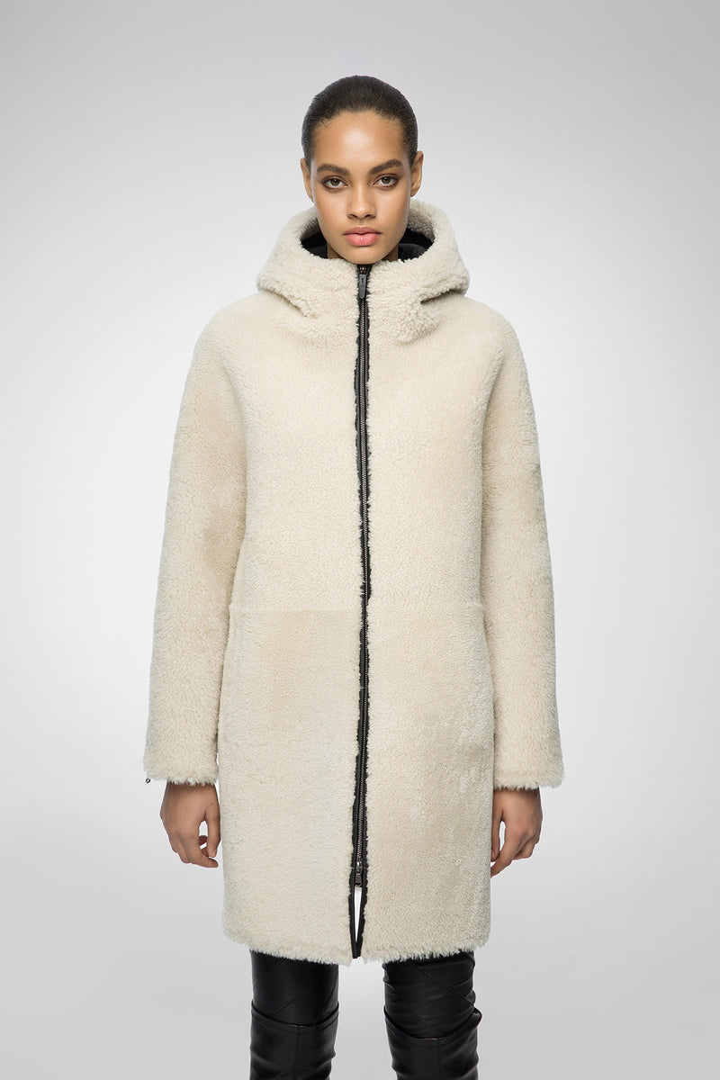 Cassia - White Shearling Coat