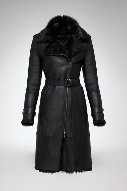 V S P - Lyza - Clotho Black Shearling Coat