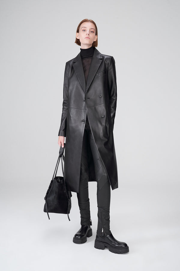 Elfie - Black Leather Coat