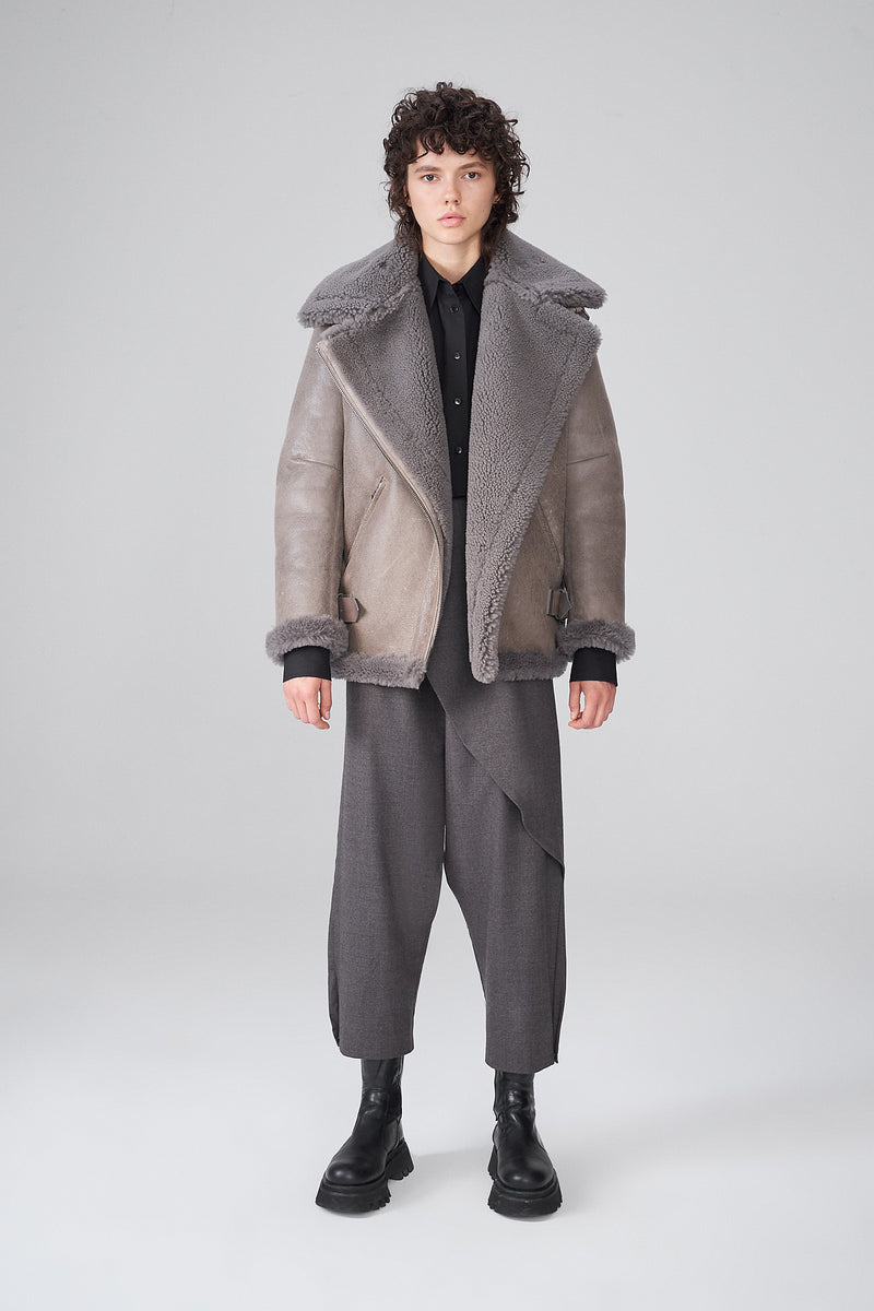 Vincente - Grey Shearling Coat