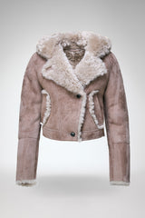 Ida - Stone Shearling Jacket