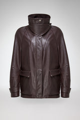 Naomi - Dark Bordeaux Leather Coat