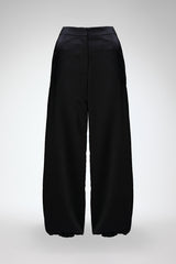 Nina - Satin Black Wool Pant