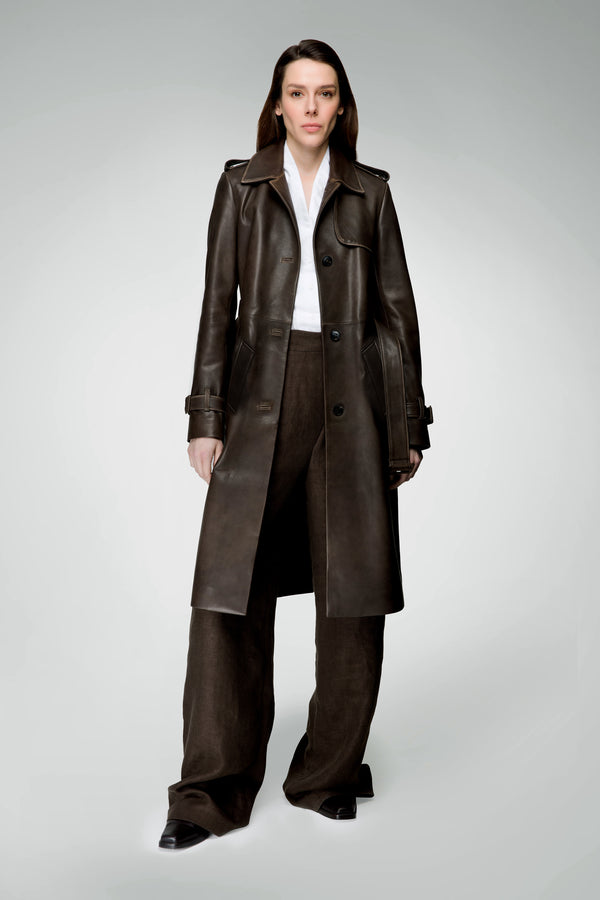 Madyson - Cloudy Brown Leather Coat