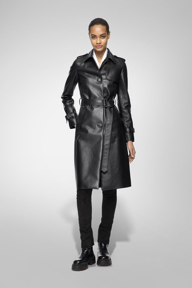 V S P Madyson Black Leather Coat