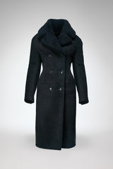 Celina - Black Suede Shearling Coat