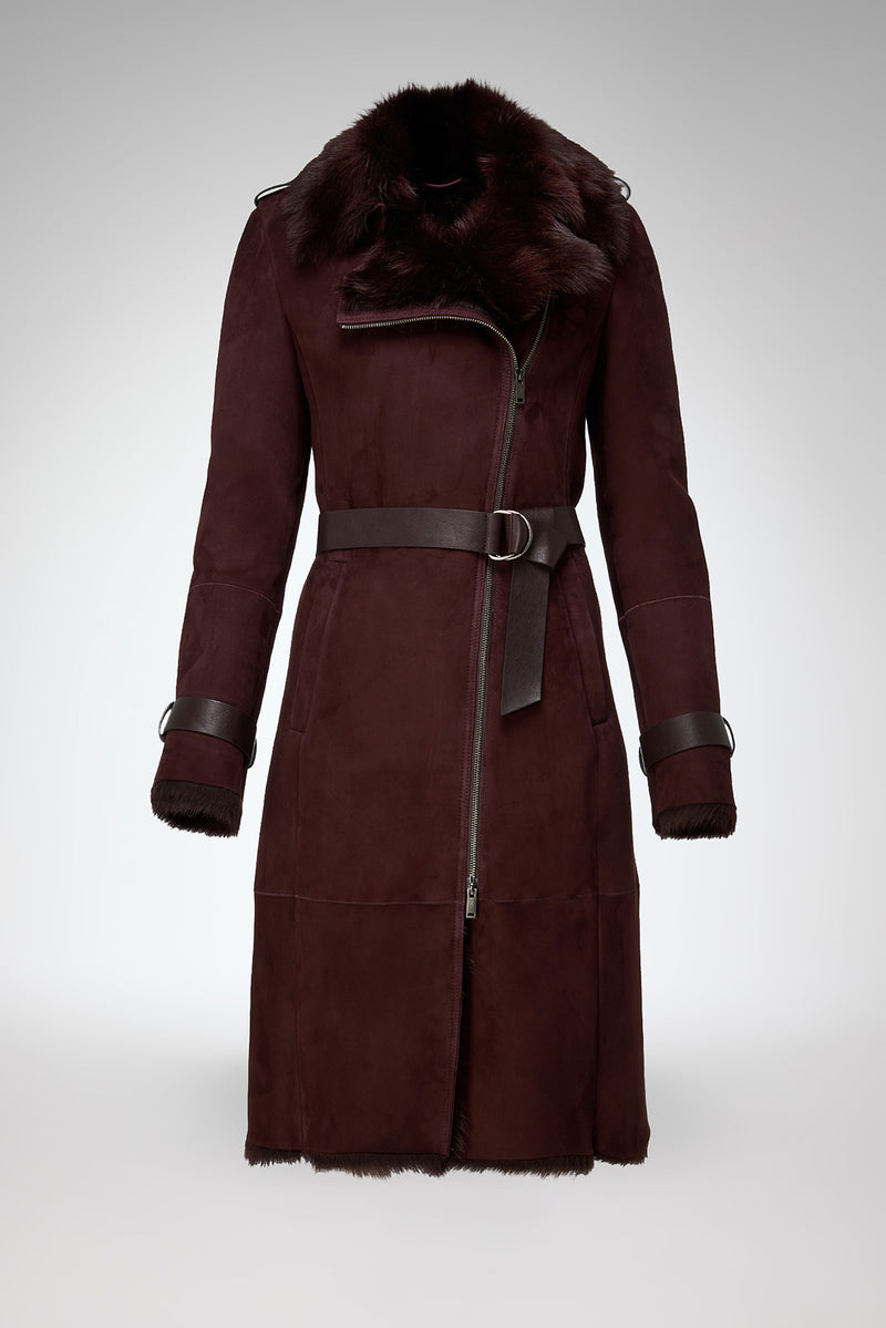 Lyza - Cherry Shearling Coat