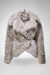 Cecilia - Manteau en peau lainée gris