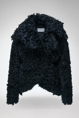 Cecilia - Manteau en peau lainée noir