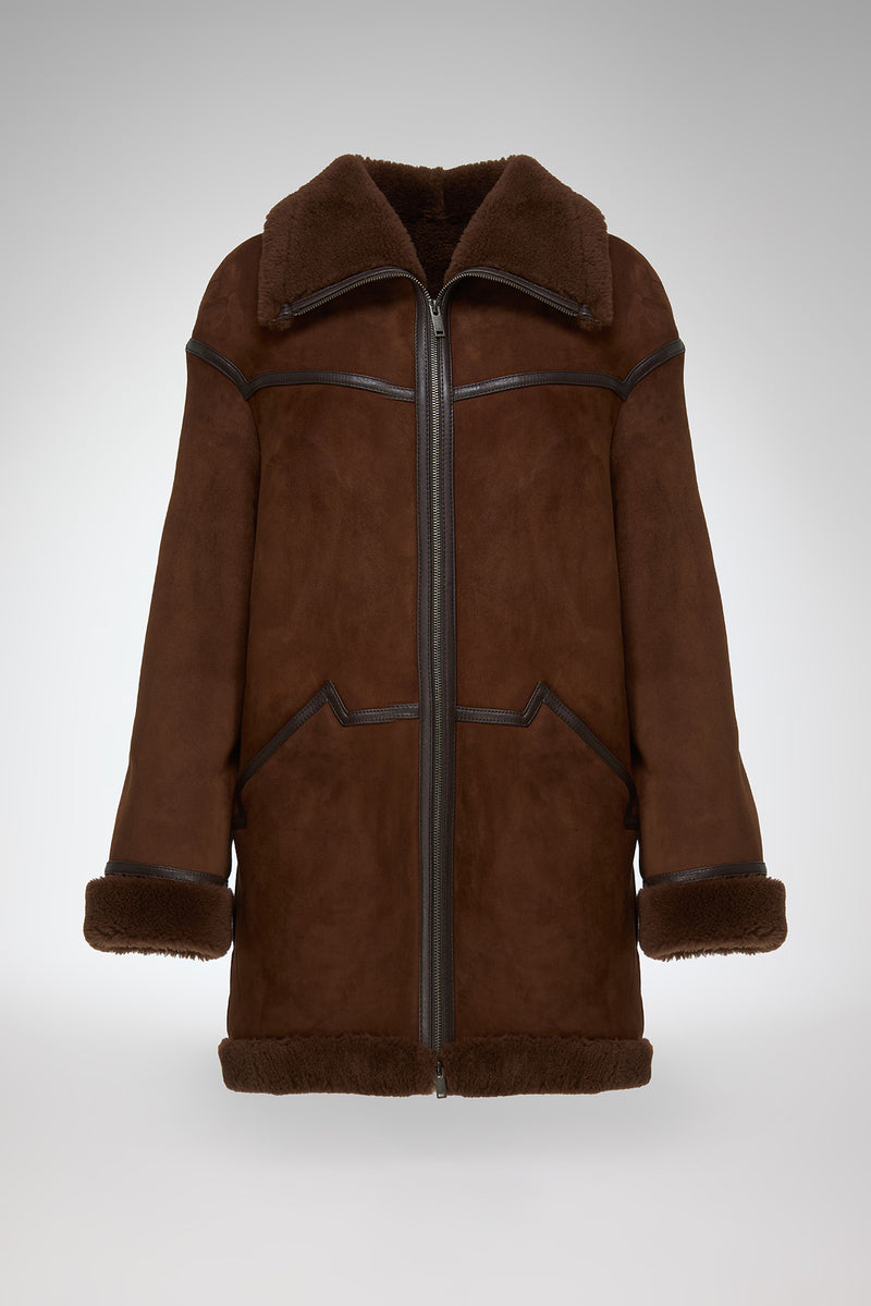 Dina - Tobacco Shearling Coat