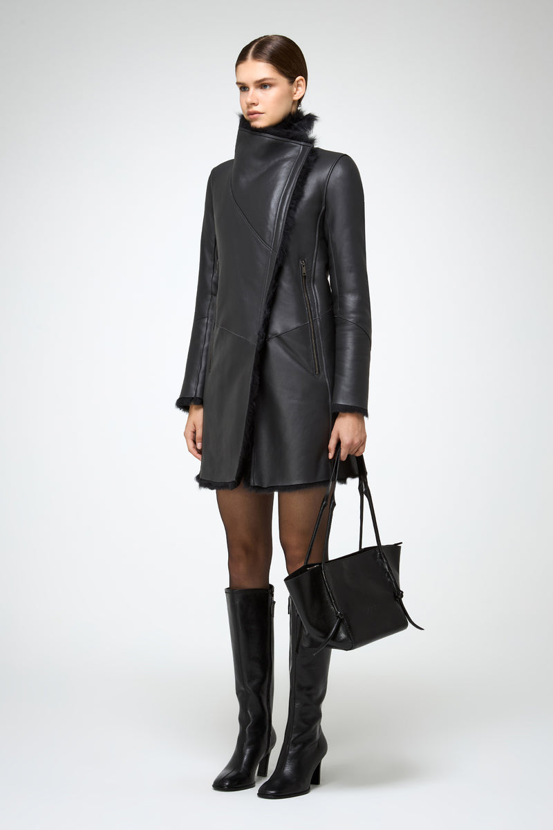 VSP - Kristell - Clotho Anthracite Shearling Coat