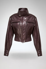 Gaia - Dark Bordeaux Leather Jacket