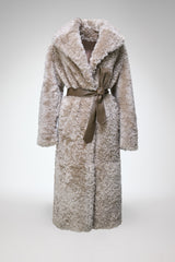 Freja - Manteau en peau lainée stone