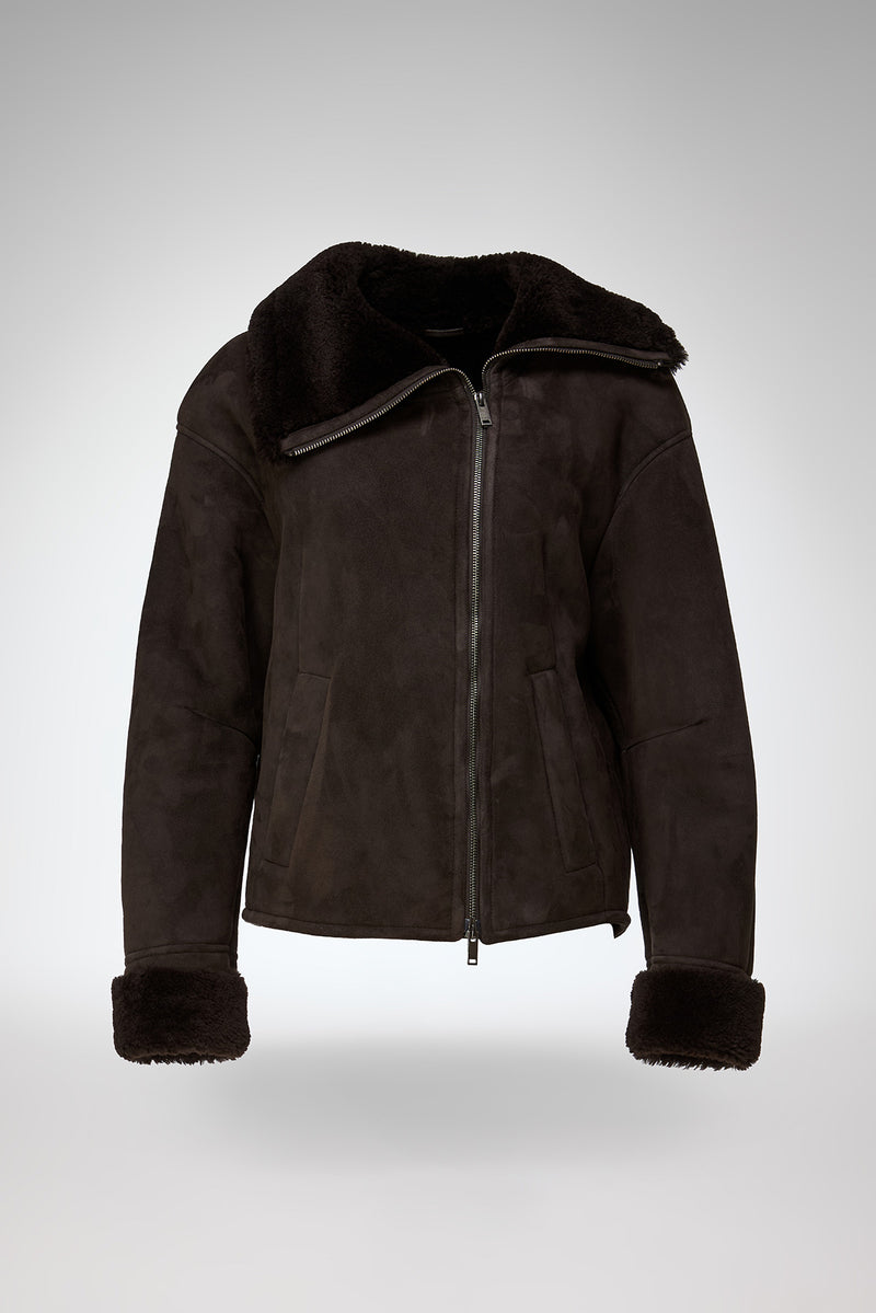 Pia - Dark Brown Shearling Jacket
