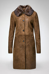 Sara - Olive Leather Coat