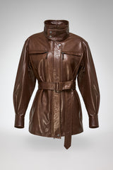 Chiara - Tobacco Leather Coat