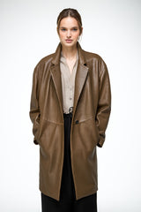 Bianca - Olive Leather Coat
