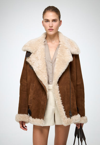 V S P - Antonella - Tobacco Shearling Coat