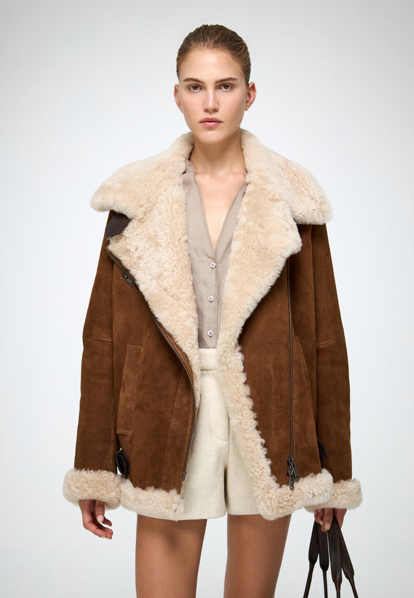 VSP - Antonella - Tobacco Shearling Coat