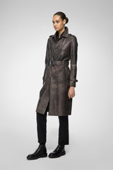Christy - Trench en cuir Anthracite