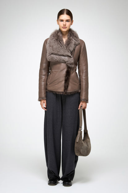 V S P - Adila - Clotho Nude Shearling Jacket