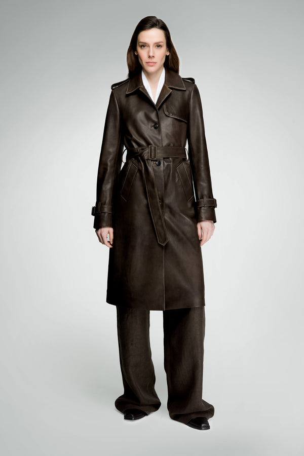 Madyson - Cloudy Brown Leather Coat