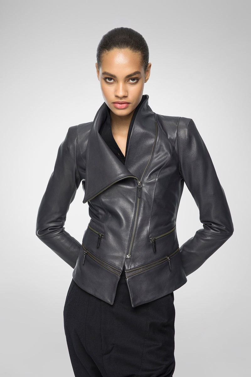 Alice - Anthracite Leather Jacket