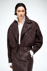 Clara - Dark Bordeaux Leather Jacket