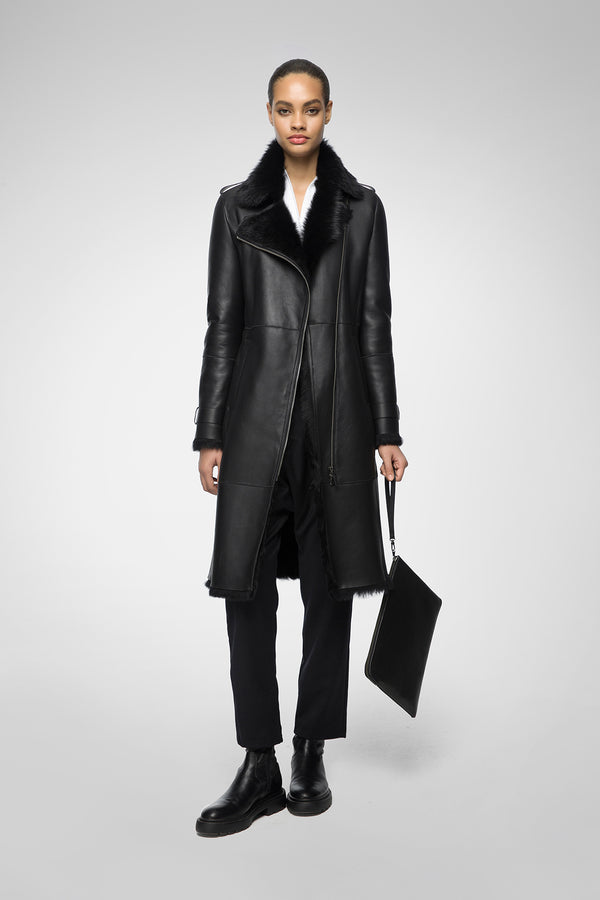 Harmony - Manteau en shearling noir