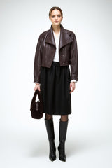Alina - Dark Bordeaux Leather Jacket